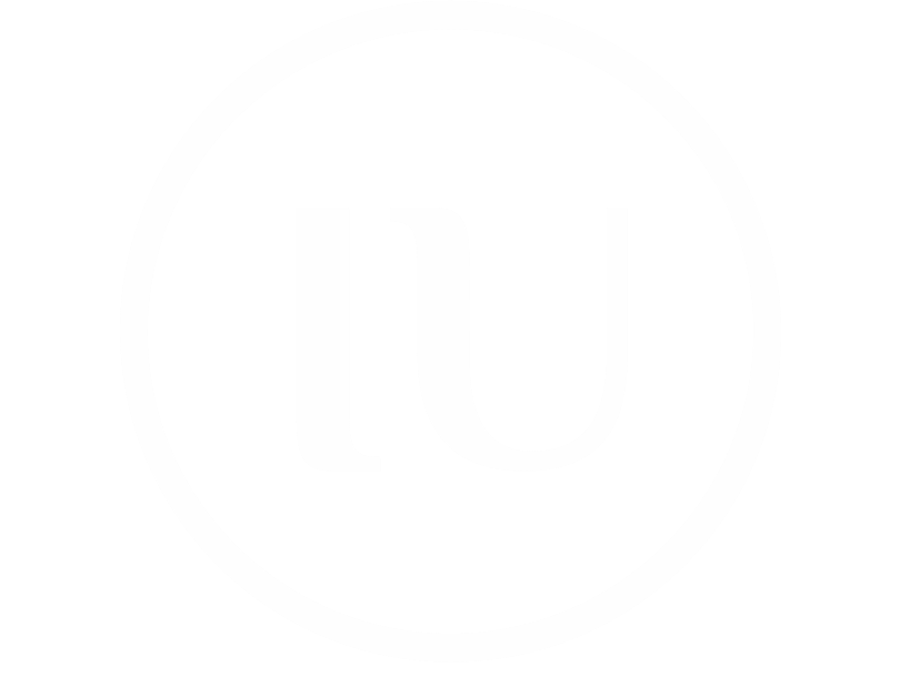 Minimalist black IU monogram logo inside a circle on a transparent background